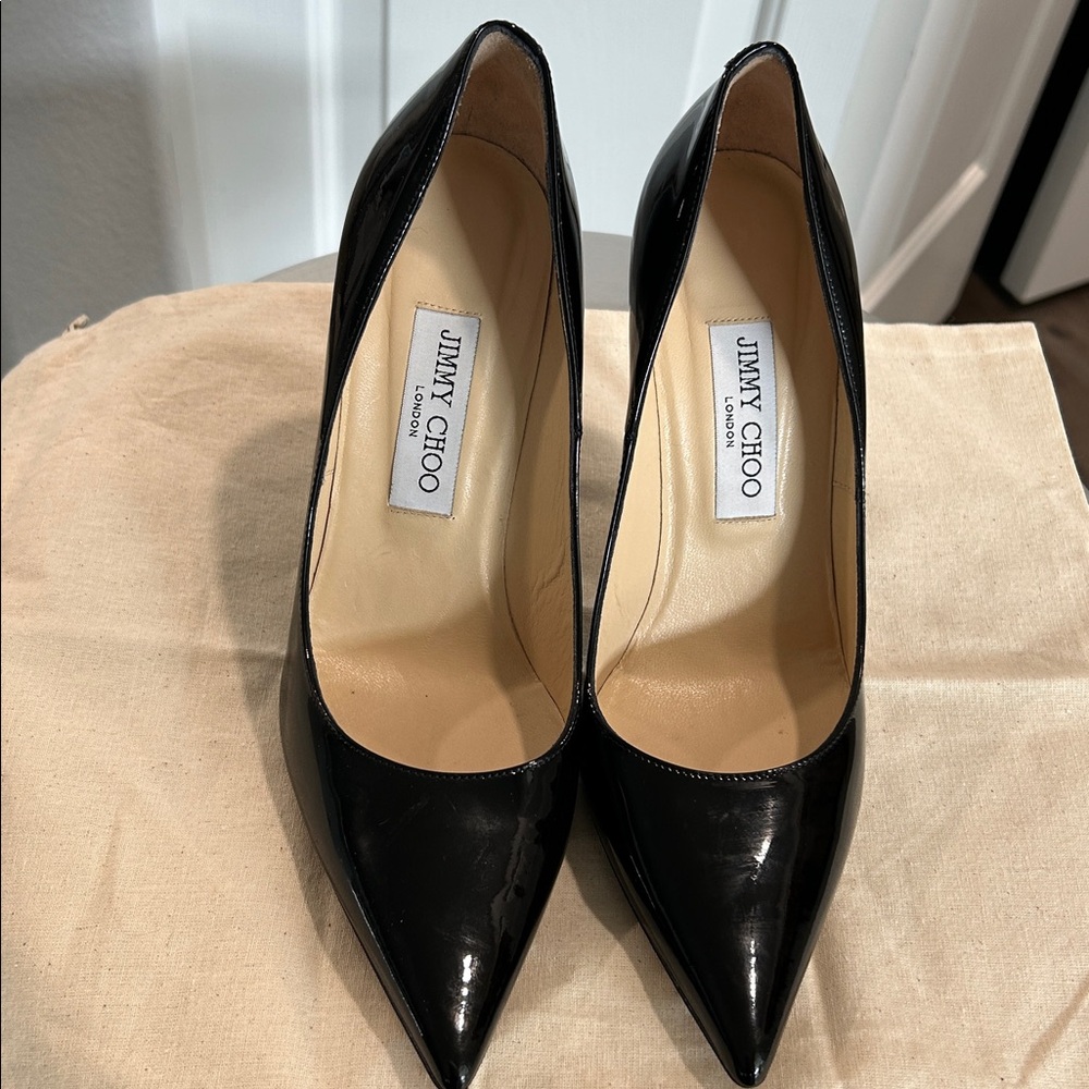 Jimmy Choo Abel Black Patent Stiletto Pump Size 38.5 - Picture 5 of 10